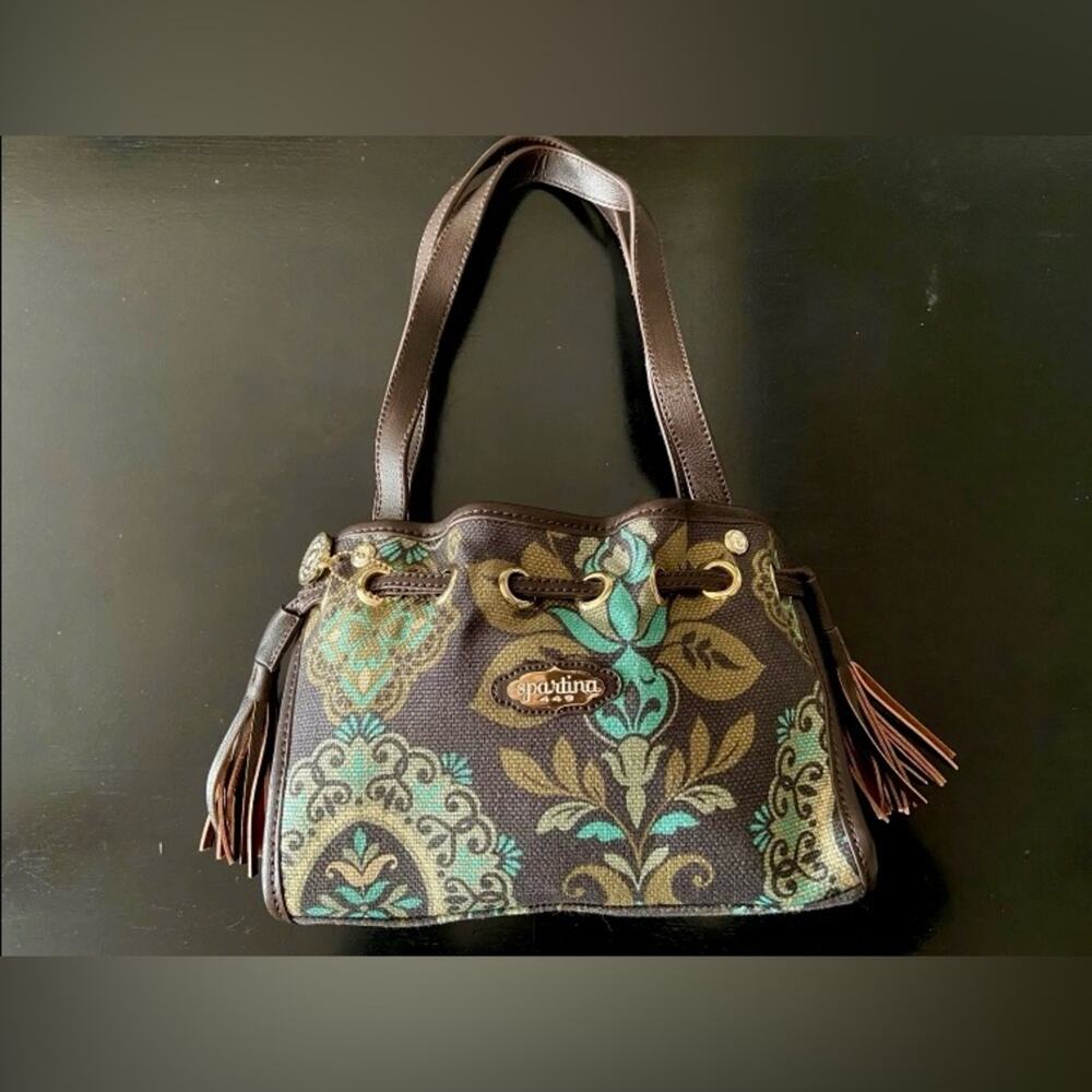 SPARTINA Daufuskie Island Small Green Floral Shoulder Bag